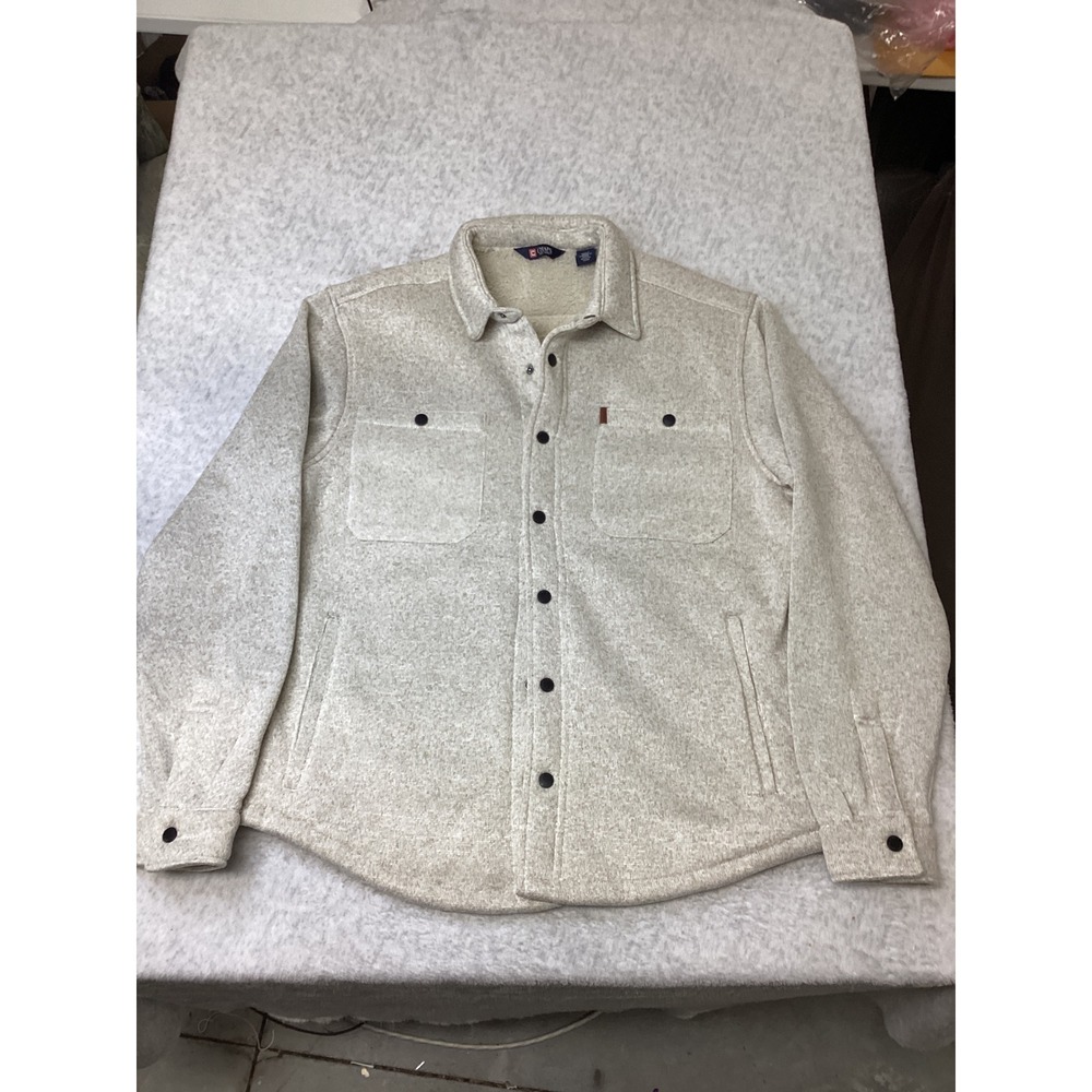 Chaps Mens Fleece Lined Shirt Jacket Camel Heather Sherpa XL CM34LK904